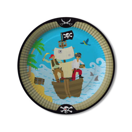 Piraten Party-Teller, Piratenschiff Motiv, 8er Pack, 23 cm