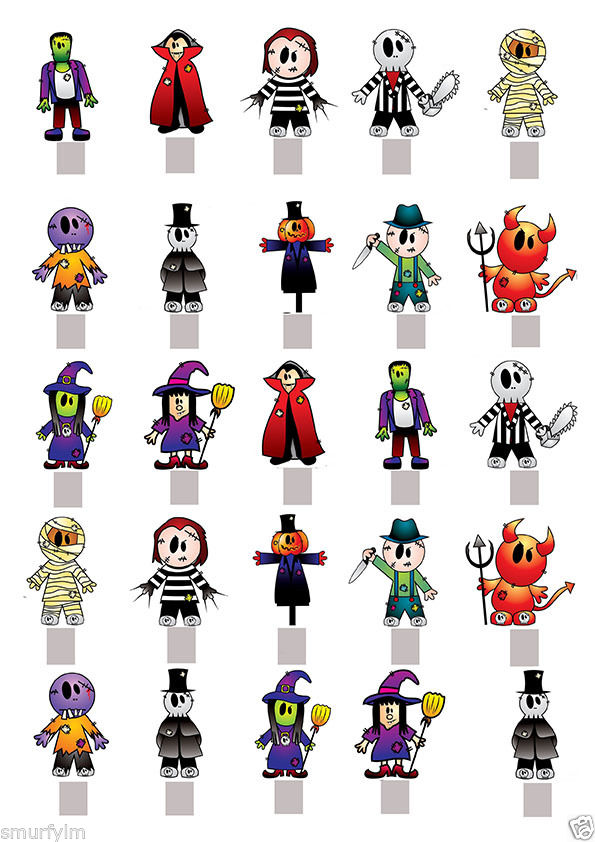 Muffin Deko, Halloween, 25 Stk Grusel Motive, Esspapier, Geburtstagskuchen, Muffins, Kindergeburtstag, Motto-Party