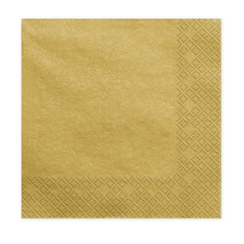 Servietten gold, 20 Stück, 33 x 33 cm