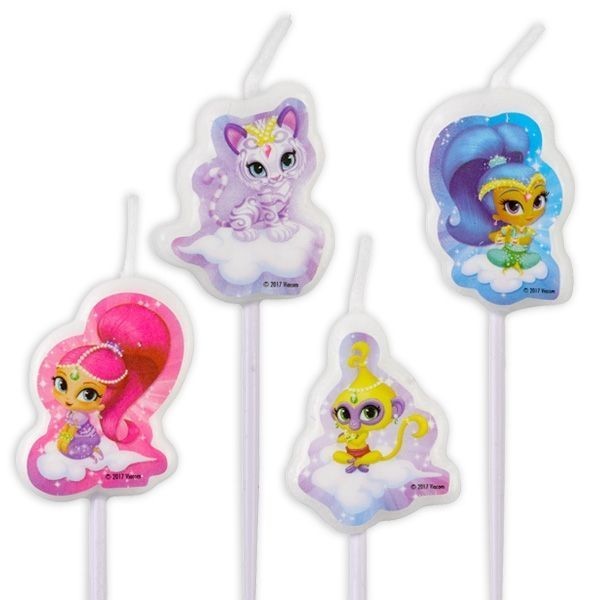 Kerzen Shimmer & Shine, 4er, Kuchendeko Geburtstag