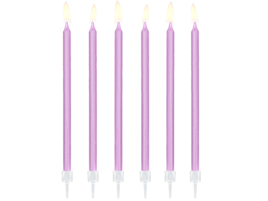 Geburtstagskerzen glatt, violett, 12 Kerzen inkl. Ständer