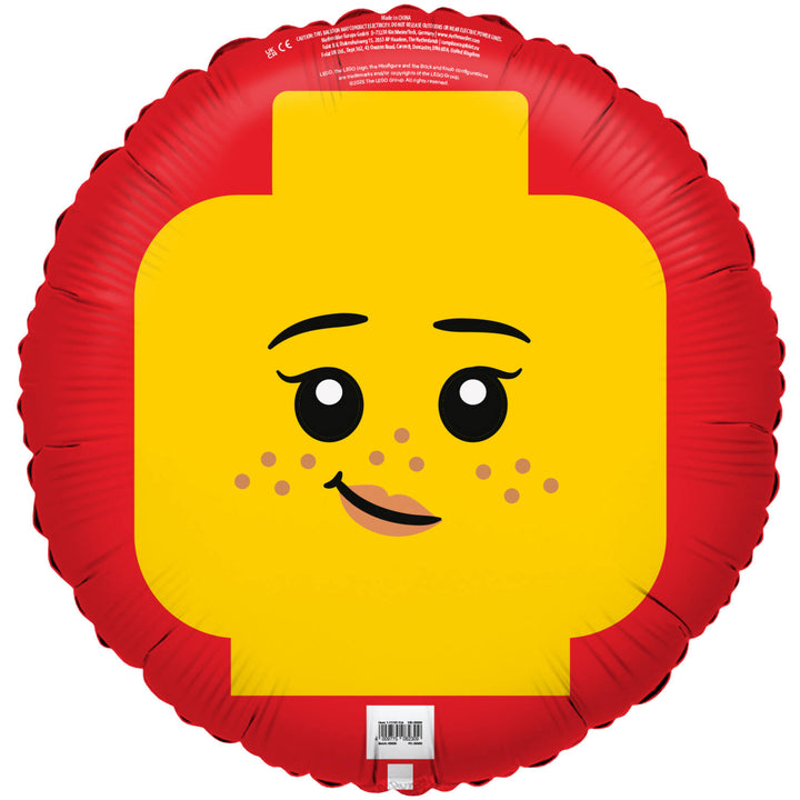 Folienballon Lego Kopf Smilie, doppelseitig, Ø 45 cm