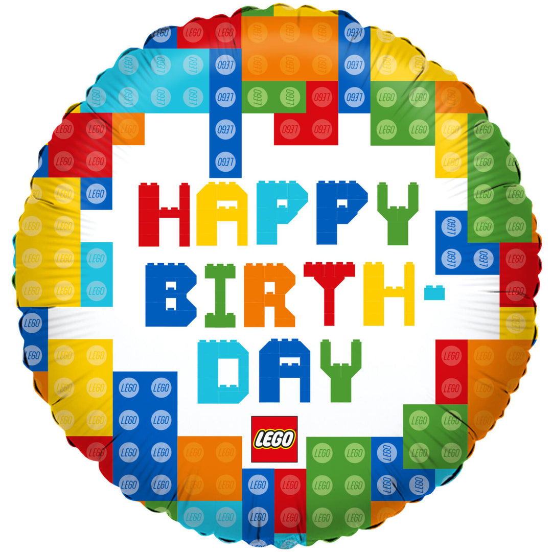 Folienballon Lego Happy Birthday, Bausteine Party Deko, Ø 45 cm