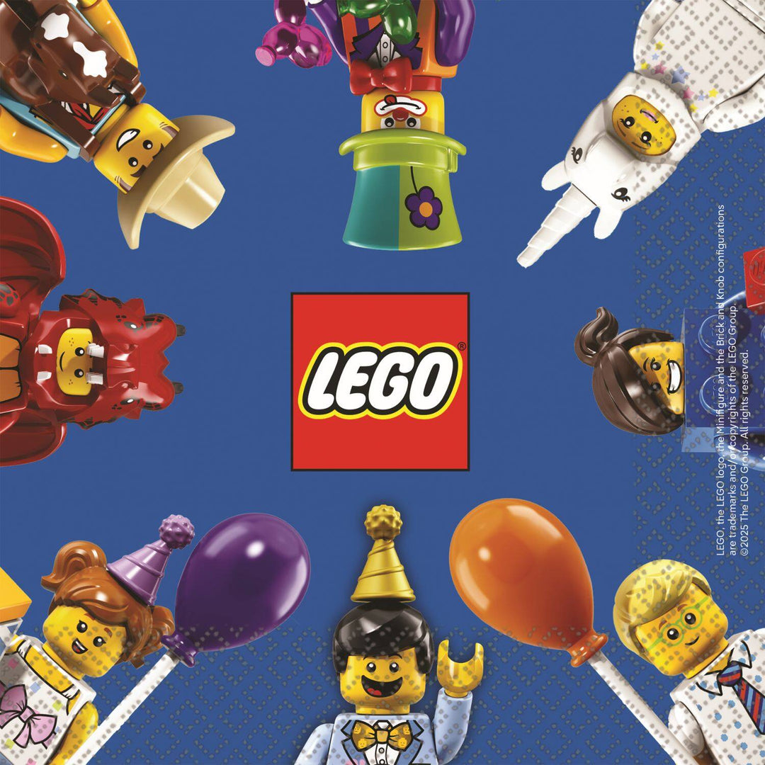 Servietten für Lego Mottoparty, bunte Minifiguren, 20 Stück