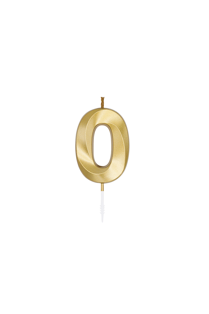 Zahlenkerze 1-9 und 0, Gold Metallic, 6 cm, 1 Stück