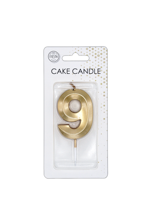 Zahlenkerze 1-9 und 0, Gold Metallic, 6 cm, 1 Stück