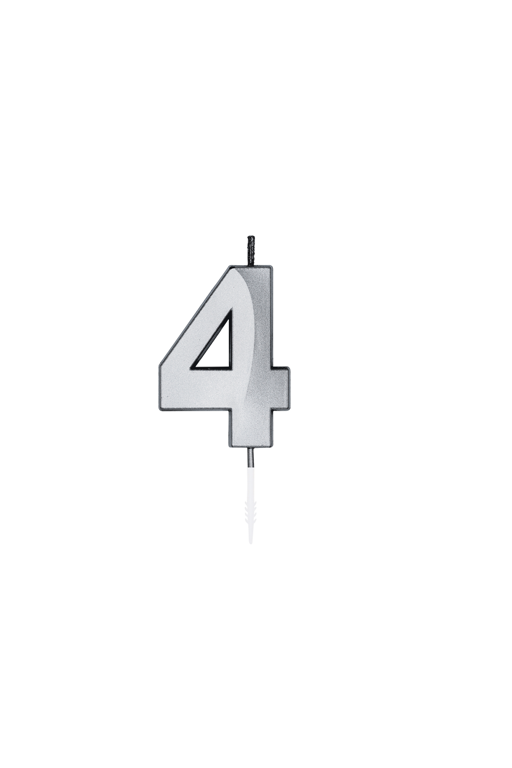 Candela numerica 1-9 e 0, argento, metallica, 6 cm