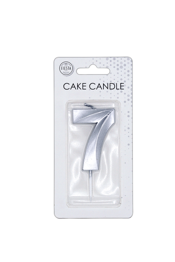 Candela numerica 1-9 e 0, argento, metallica, 6 cm