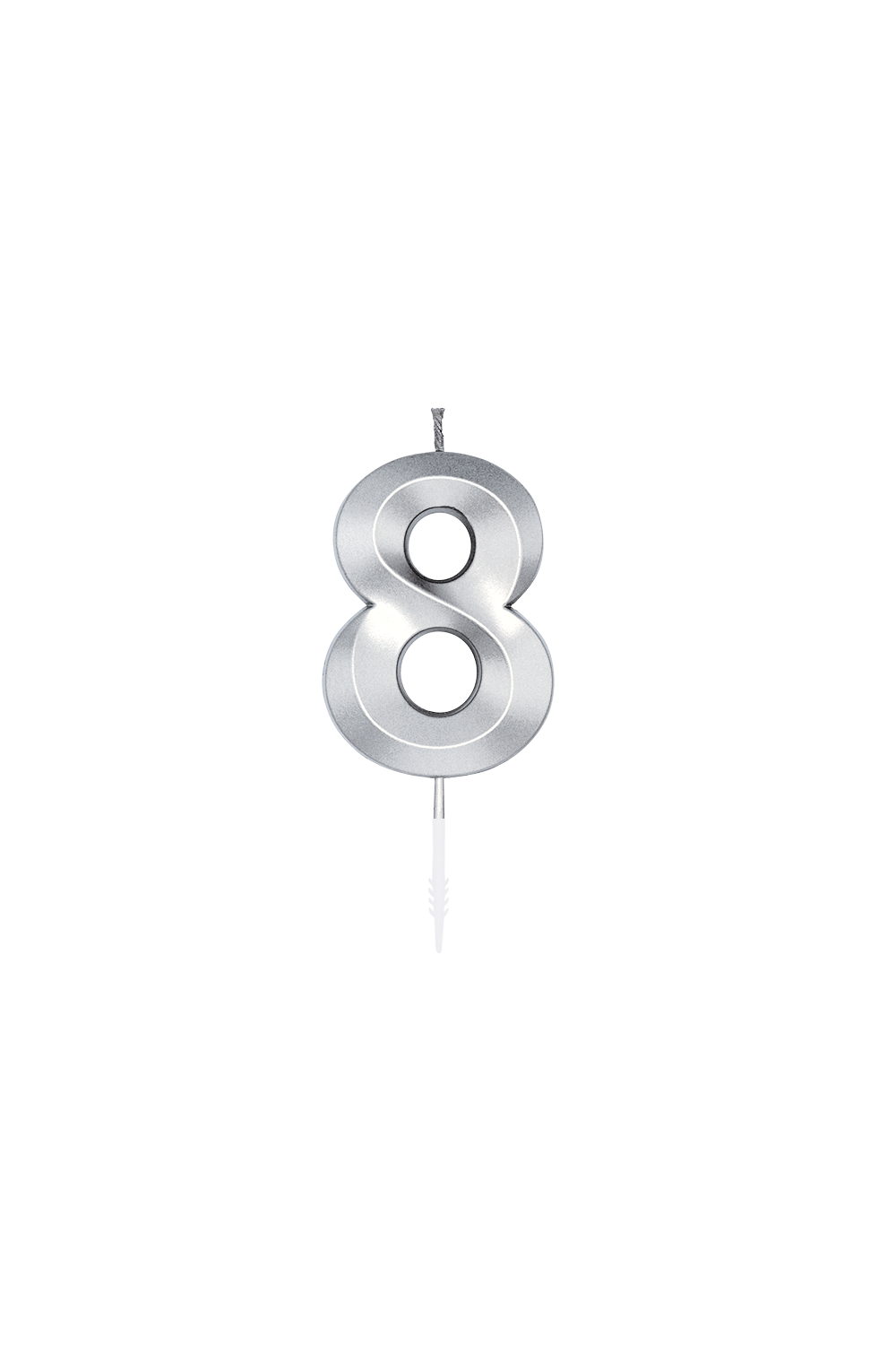 Candela numerica 1-9 e 0, argento, metallica, 6 cm