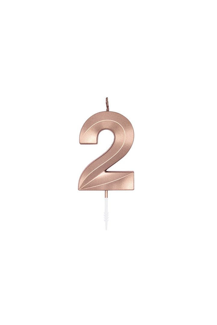 Zahlenkerze 1-9 und 0, Rosegold, metallisch, 6 cm, 1 Stück