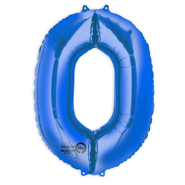 Blauer Folienballon Zahl 1-9 & 0, Medium, 66cm, Restposten kinderparties-shop