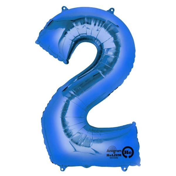 Blauer Folienballon Zahl 1-9 & 0, Medium, 66cm, Restposten