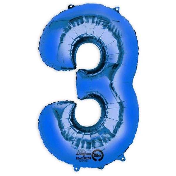 Blauer Folienballon Zahl 1-9 & 0, Medium, 66cm, Restposten