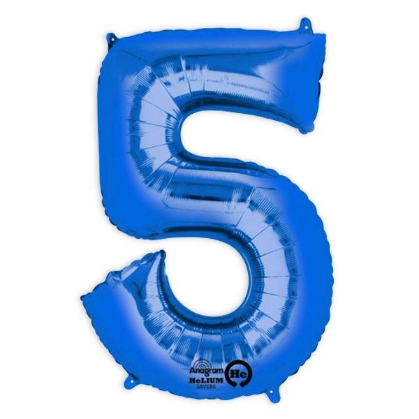 Blauer Folienballon Zahl 1-9 & 0, Medium, 66cm, Restposten kinderparties-shop