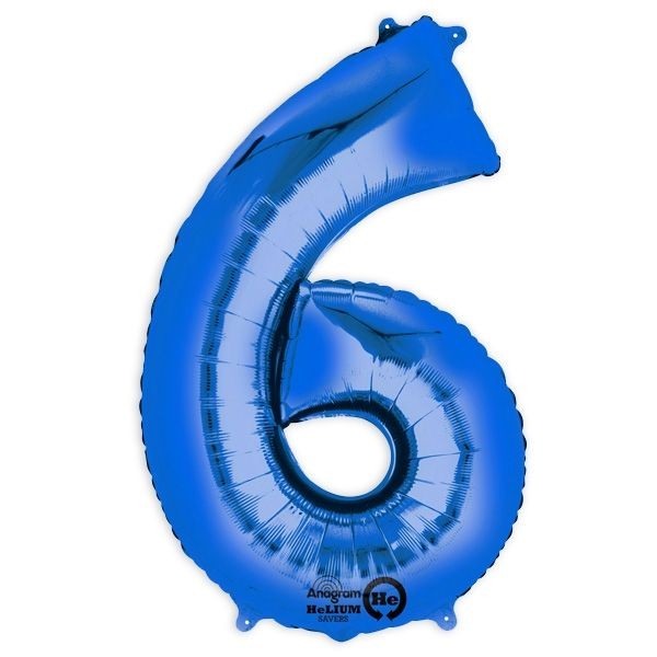 Blauer Folienballon Zahl 1-9 & 0, Medium, 66cm, Restposten