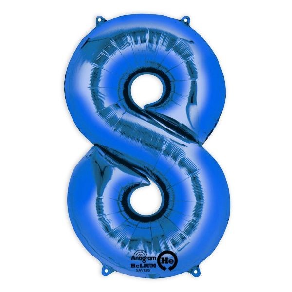 Blauer Folienballon Zahl 1-9 & 0, Medium, 66cm, Restposten kinderparties-shop