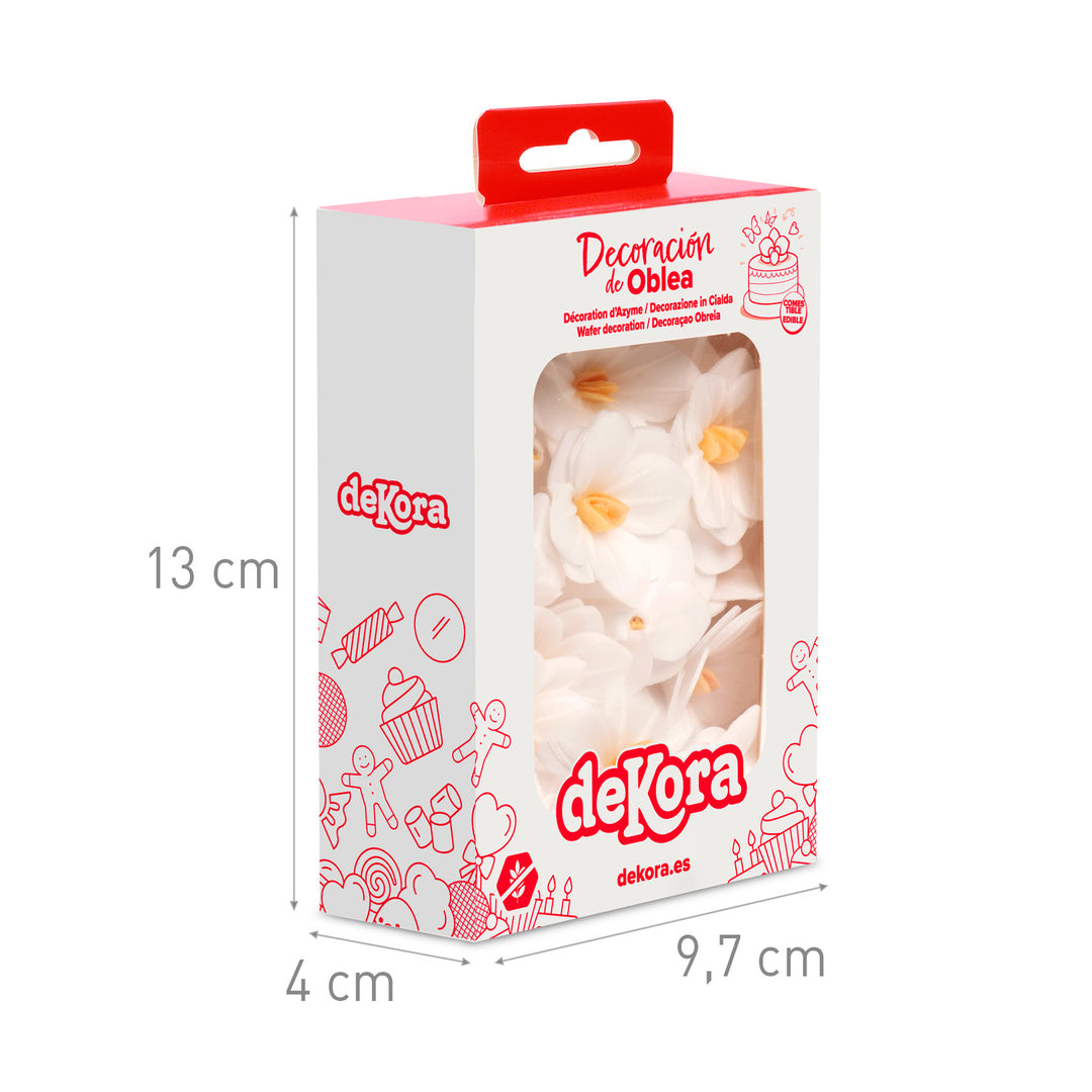 Kunstvolle Blüten Tortendeko aus Esspapier, Weiss, Ø 4 cm, 18 Stück