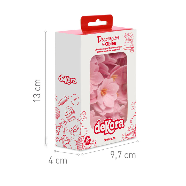 Kunstvolle Blüten Kuchendeko aus Esspapier, Pink, Ø 4 cm, 18 Stück