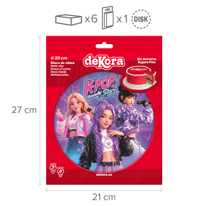 Tortenaufleger K-Pop Kandy Stars, Esspapier, Ø 20 cm