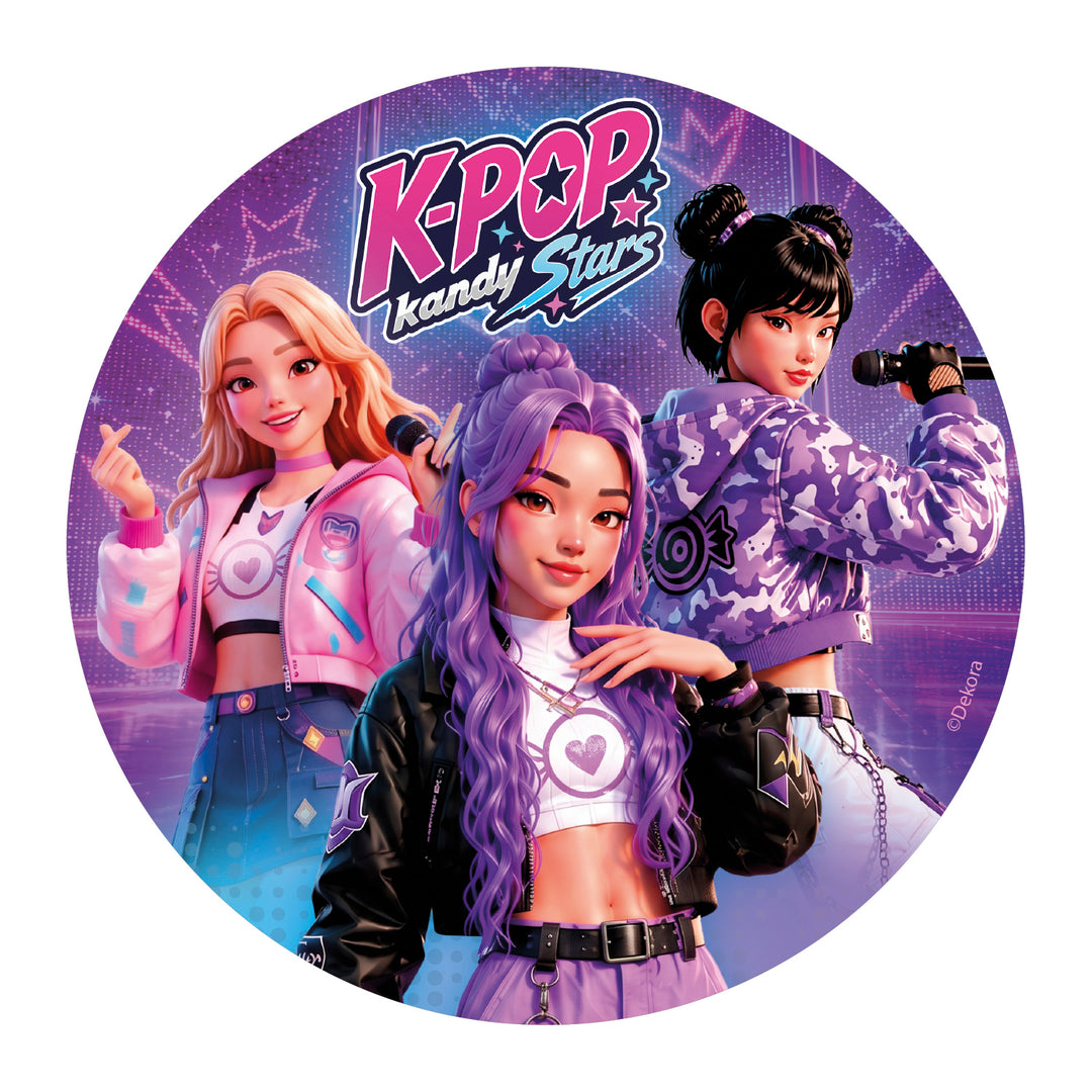 Tortenaufleger K-Pop Kandy Stars, Esspapier, Ø 20 cm
