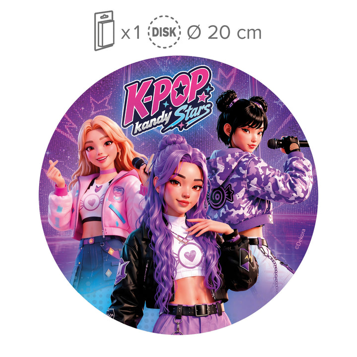Tortenaufleger K-Pop Kandy Stars, Esspapier, Ø 20 cm