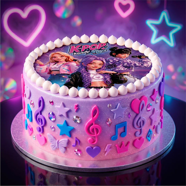 Tortenaufleger K-Pop Kandy Stars, Esspapier, Ø 20 cm