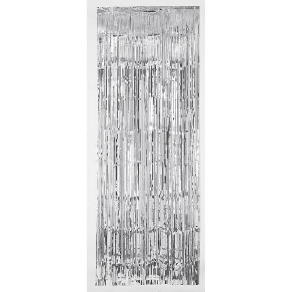 Tür Vorhang Silber metallic, Backdrop, 2.4x0.9 m