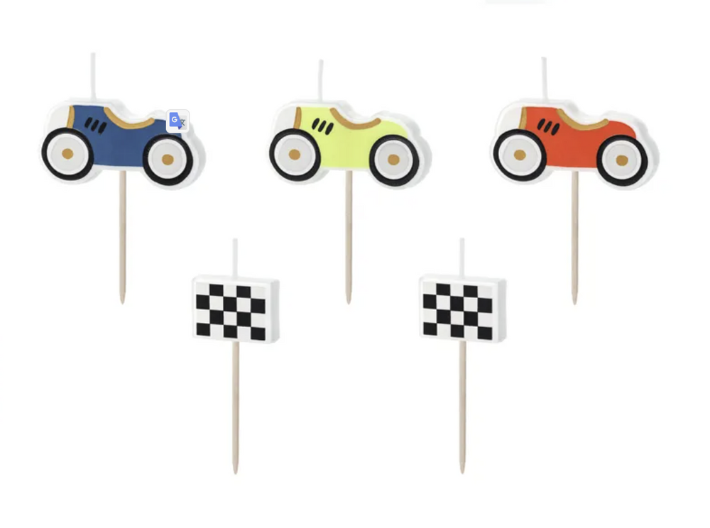 Geburtstagskerzen Rennautos, 2-3 cm, 5er Pack kinderparties-shop