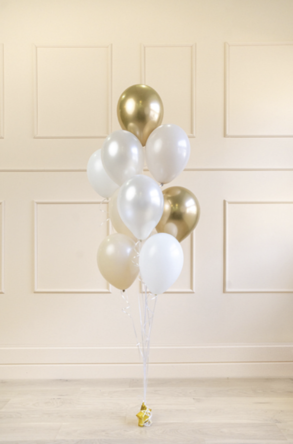 Luftballons Mix: creme / weiss & gold, 10er Pack kinderparties-shop