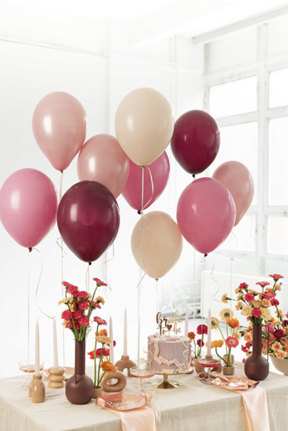 Luftballons Mix: Pastell rosa / pflaume & creme weiss, 10er Pack kinderparties-shop