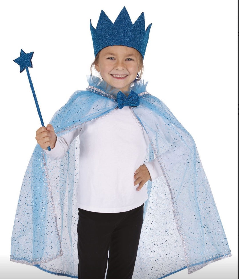 Prinzessinnen-Verkleidungsset-in-blau-Einheitsgröße