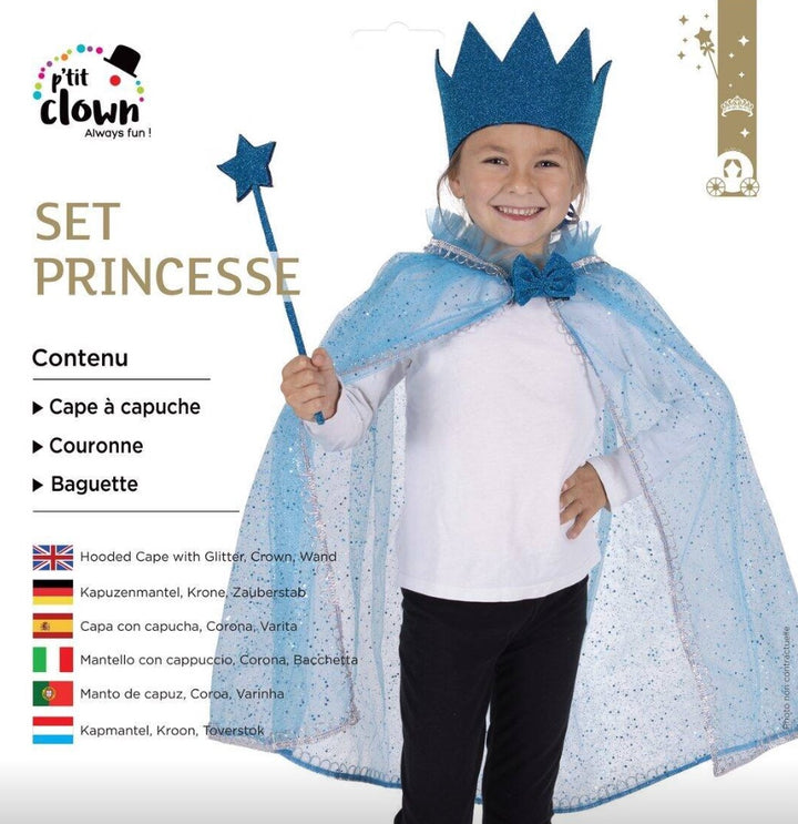 Prinzessinnen-Verkleidungsset-in-blau-Einheitsgröße