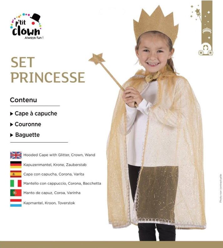 Prinzessinnen-Verkleidungsset-in-Gold-Einheitsgrösse