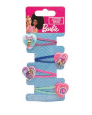 Barbie Haarspangen mit Herz-Motiv, Mitgebsel, 4 Stück
