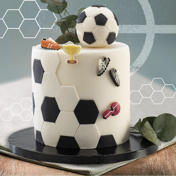 Zuckerfiguren Fussball, essbare Kuchen- und Muffindeko, 8 Stück