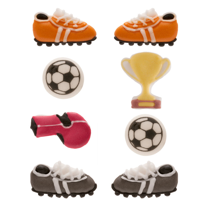 Zuckerfiguren Fussball, essbare Kuchen- und Muffindeko, 8 Stück