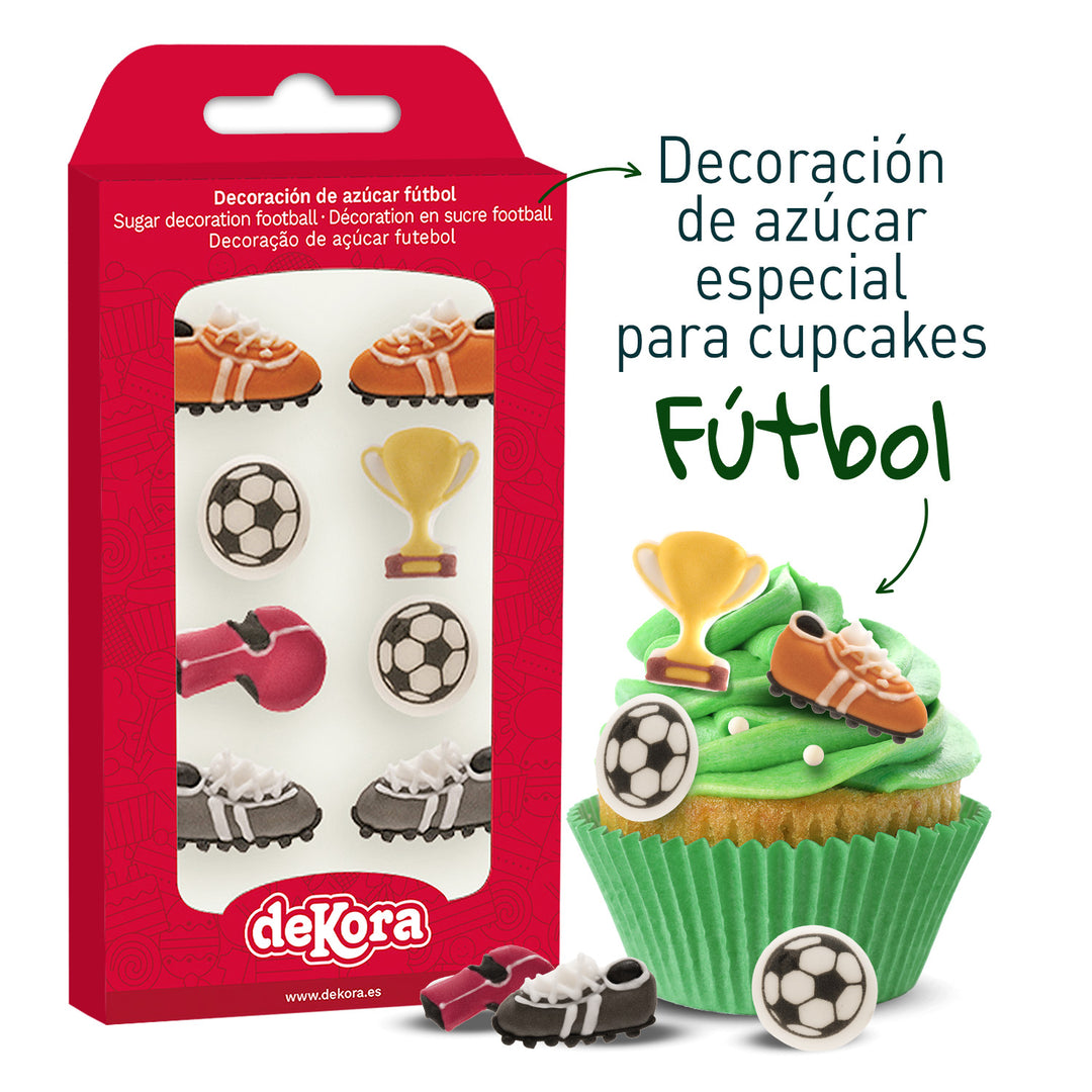 Zuckerfiguren Fussball, essbare Kuchen- und Muffindeko, 8 Stück