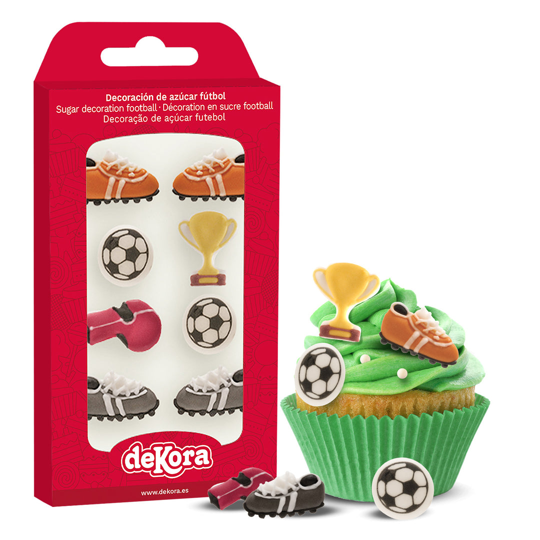 Zuckerfiguren Fussball, essbare Kuchen- und Muffindeko, 8 Stück