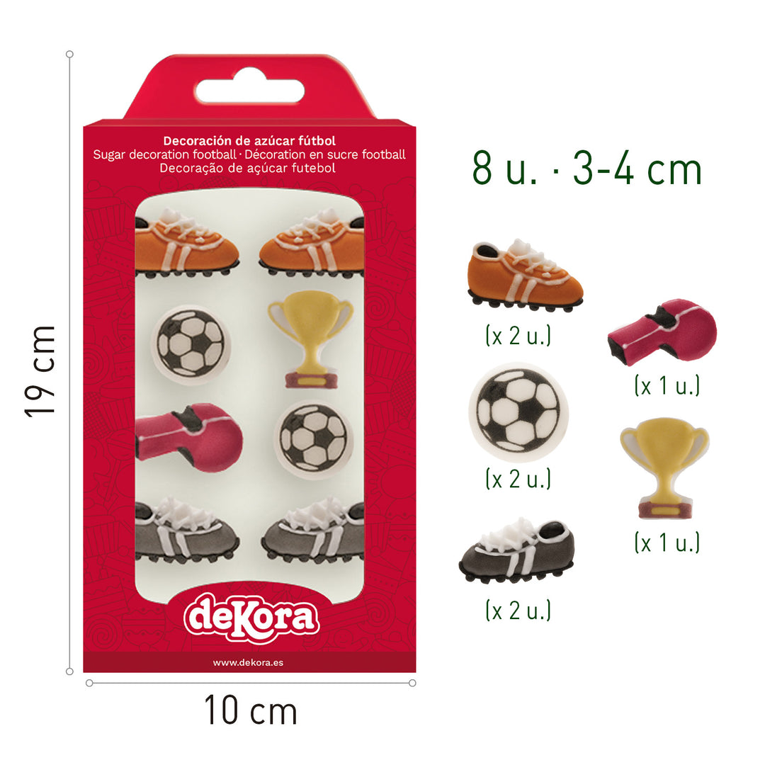Zuckerfiguren Fussball, essbare Kuchen- und Muffindeko, 8 Stück