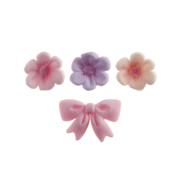 Essbare Zuckerdeko, Blüten & Schleifen, Rosa-Töne, Tortendeko, 10-teilig
