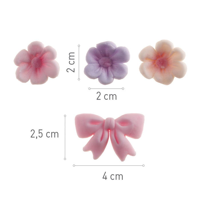 Essbare Zuckerdeko, Blüten & Schleifen, Rosa-Töne, Tortendeko, 10-teilig