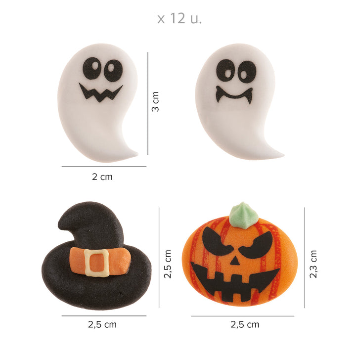 Essbare Zuckerfiguren Halloween, Kuchen & Muffin Deko, 12 Stück