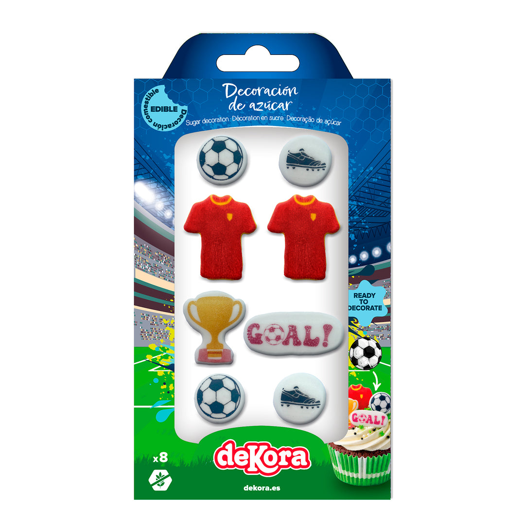 Essbare Zuckerfiguren Fussball, Kuchen & Muffin Deko, 8 Stück