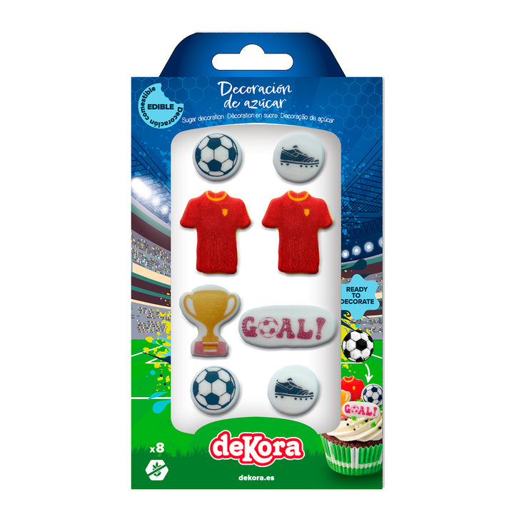 Essbare Zuckerfiguren Fussball, Kuchen & Muffin Deko, 8 Stück