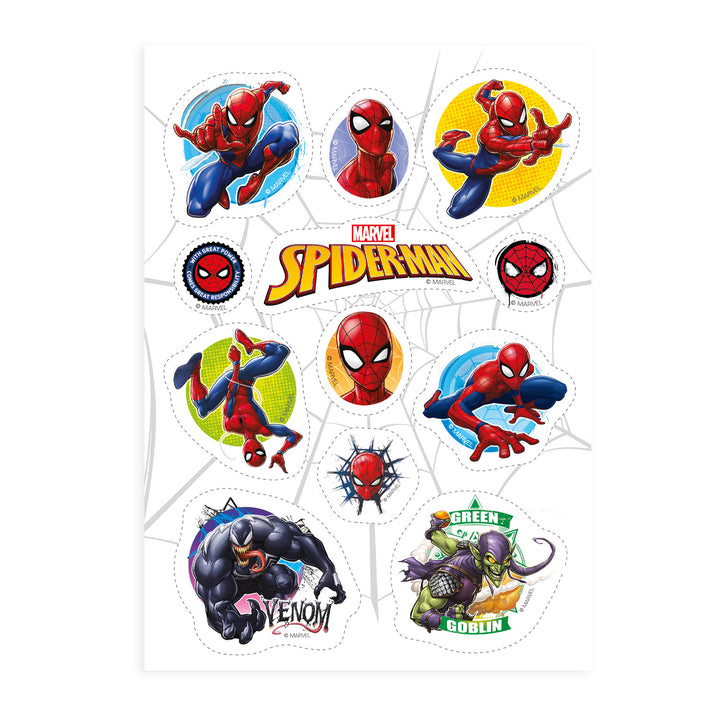 Essbare-Muffin-Topper-Spiderman-Kuchen-Deko-12-Stück-vorgestanzt