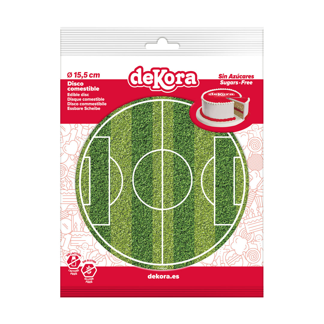 Tortenaufleger Fussballfeld, brillante Farben, essbar, Ø 15.5 cm