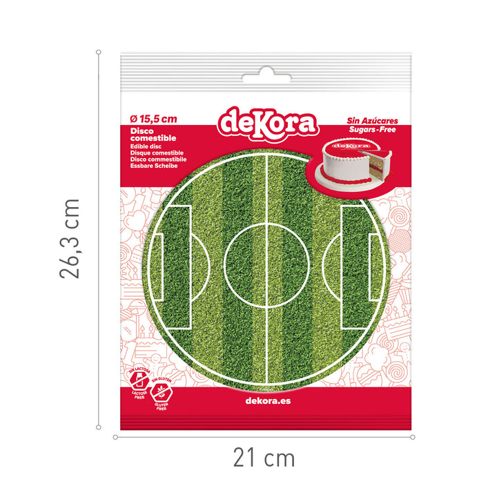 Tortenaufleger Fussballfeld, brillante Farben, essbar, Ø 15.5 cm