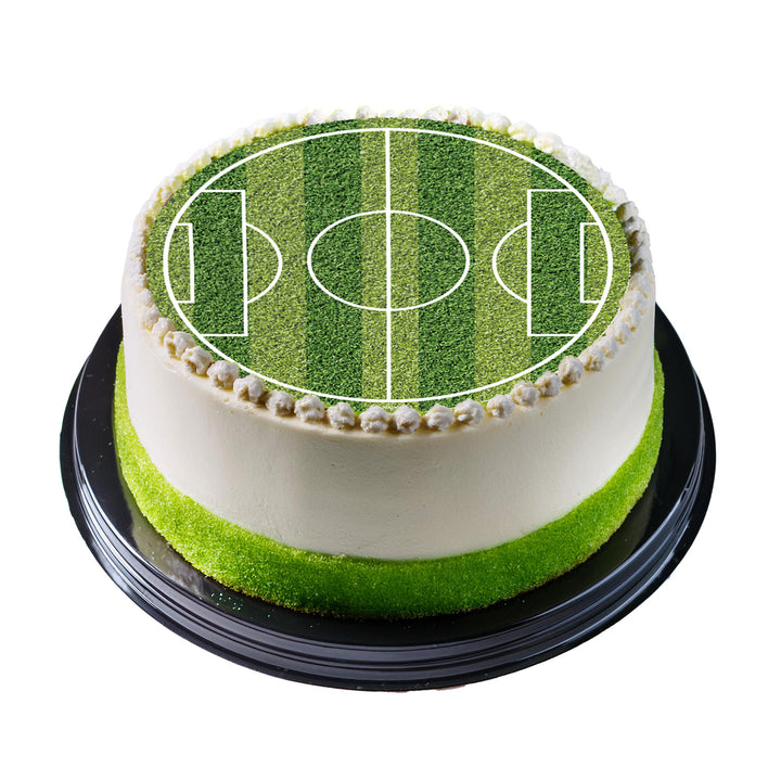 Tortenaufleger Fussballfeld, brillante Farben, essbar, Ø 15.5 cm
