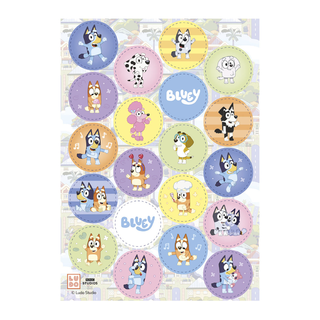 Muffinaufleger Bluey & Bingo, Esspapier, edible disc - besonders farbecht, 20 Stück