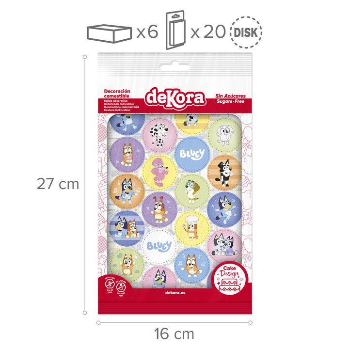 Muffinaufleger Bluey & Bingo, Esspapier, edible disc - besonders farbecht, 20 Stück